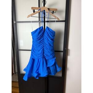 NWT Elliatt Blue Ontario Halterneck Mini Dress Size Large